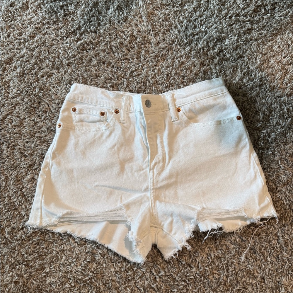 Levi's White Distressed Jean Shorts